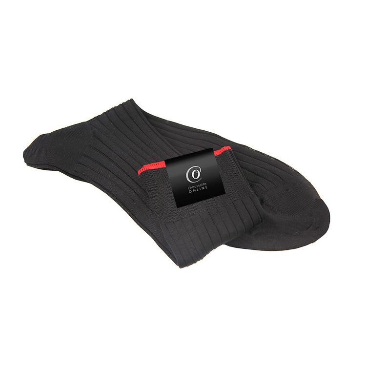 Chaussettes Rupert, Noir bord rouge
