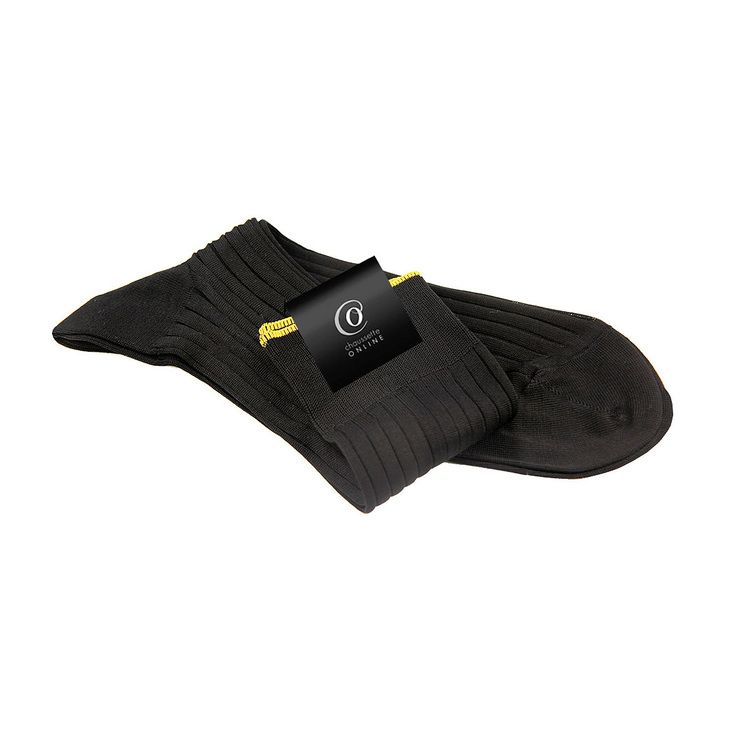 Chaussettes Jasper, Noir bord jaune