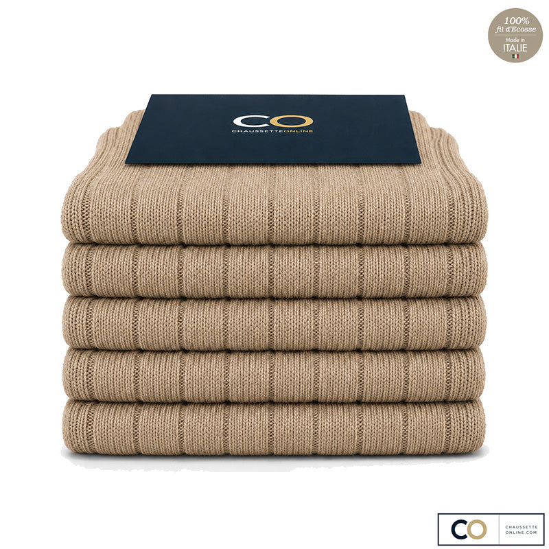 Bouquet de 5 paires de chaussettes beige sable mouillé pour homme