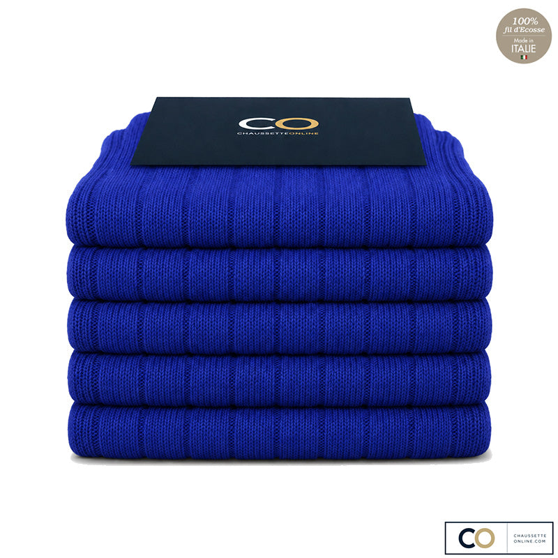 Bouquet de 5 paires de chaussettes bleu roi pour homme