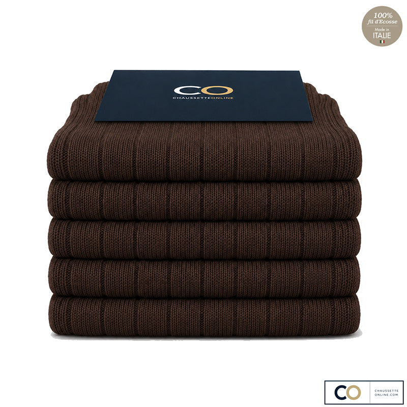 Bouquet de 5 paires de chaussettes marron chocolat pour homme