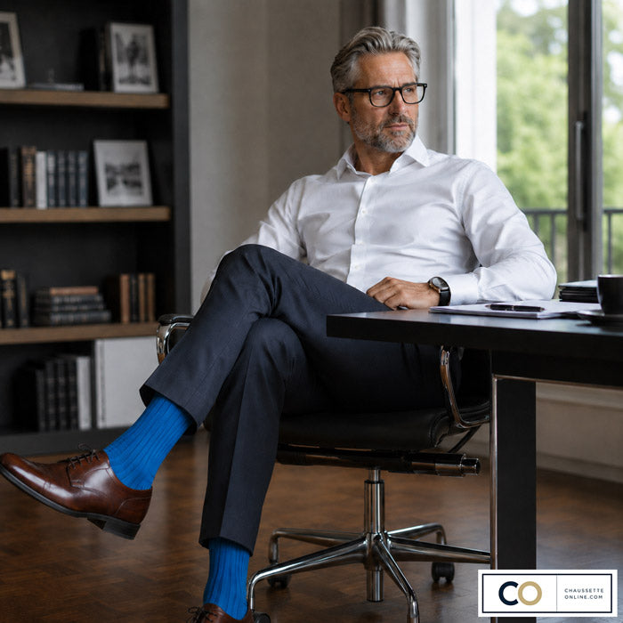 Bouquet de 5 paires de chaussettes bleu roi pour homme