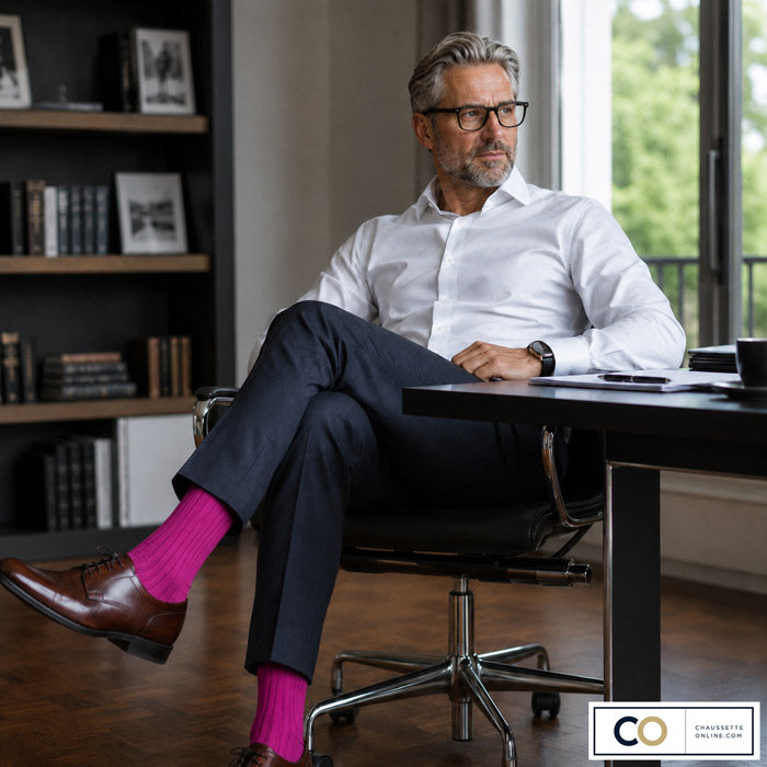 Bouquet de 5 paires de chaussettes fuchsia pour homme