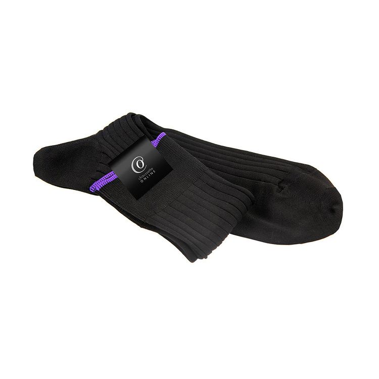 Chaussettes Valère, Noir bord violet
